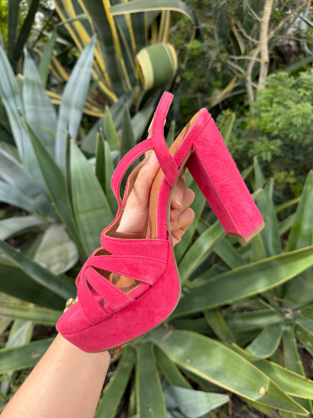 Tacones frambuesa plataforma