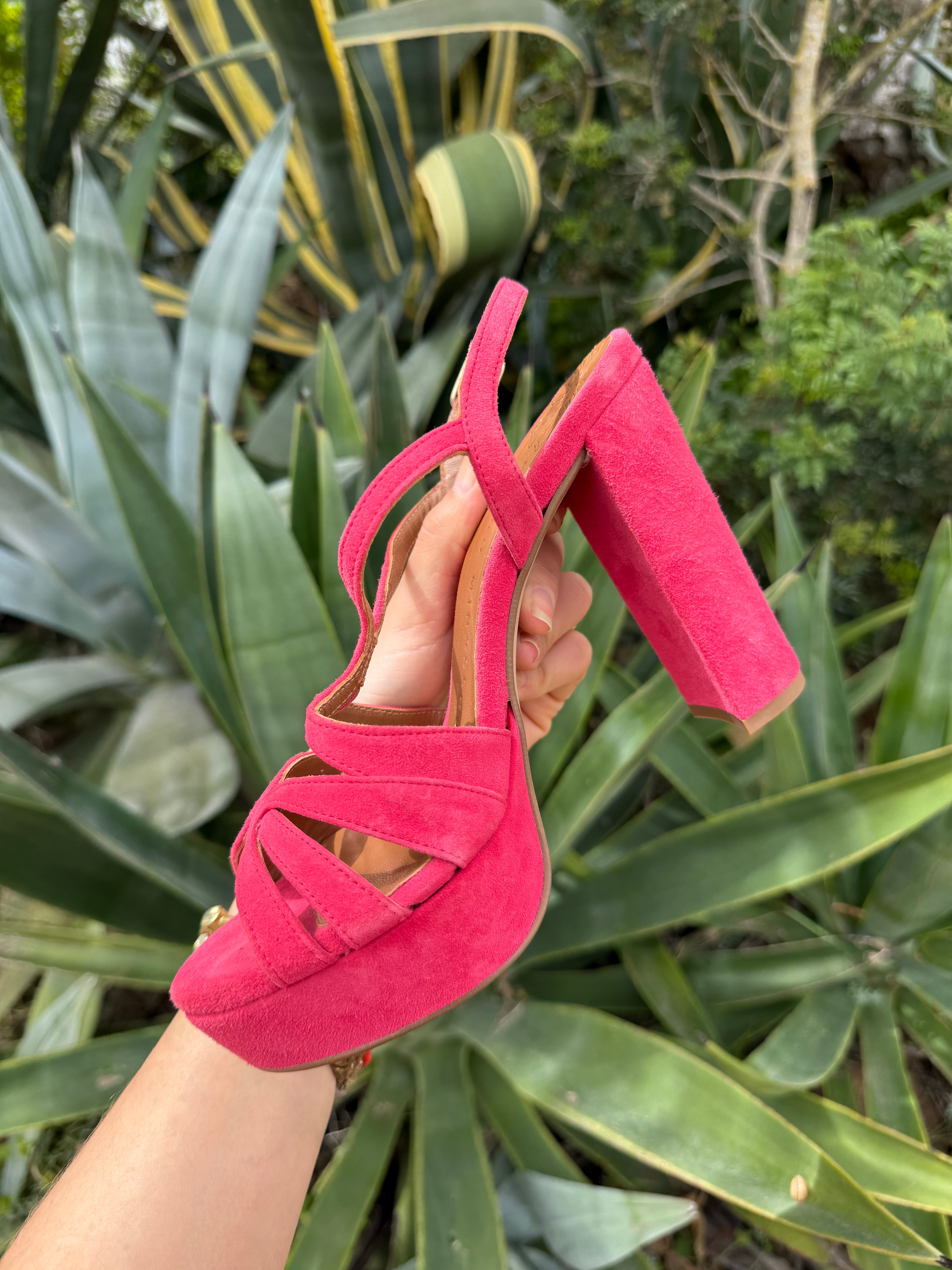 Tacones frambuesa plataforma