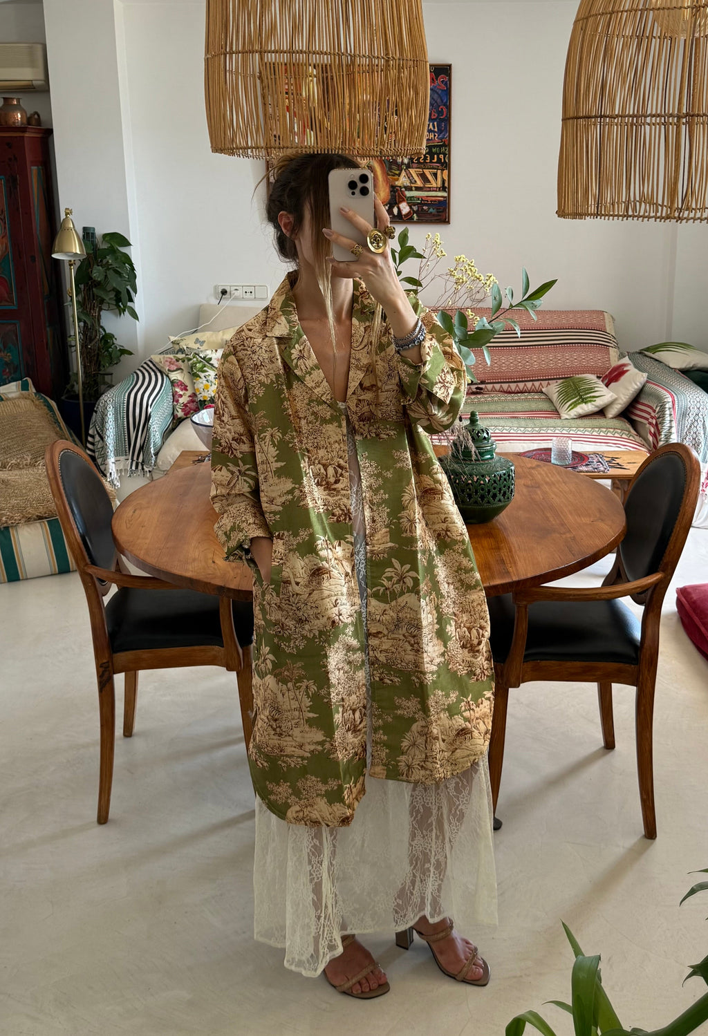 Blazer Larga Toile de Jouy