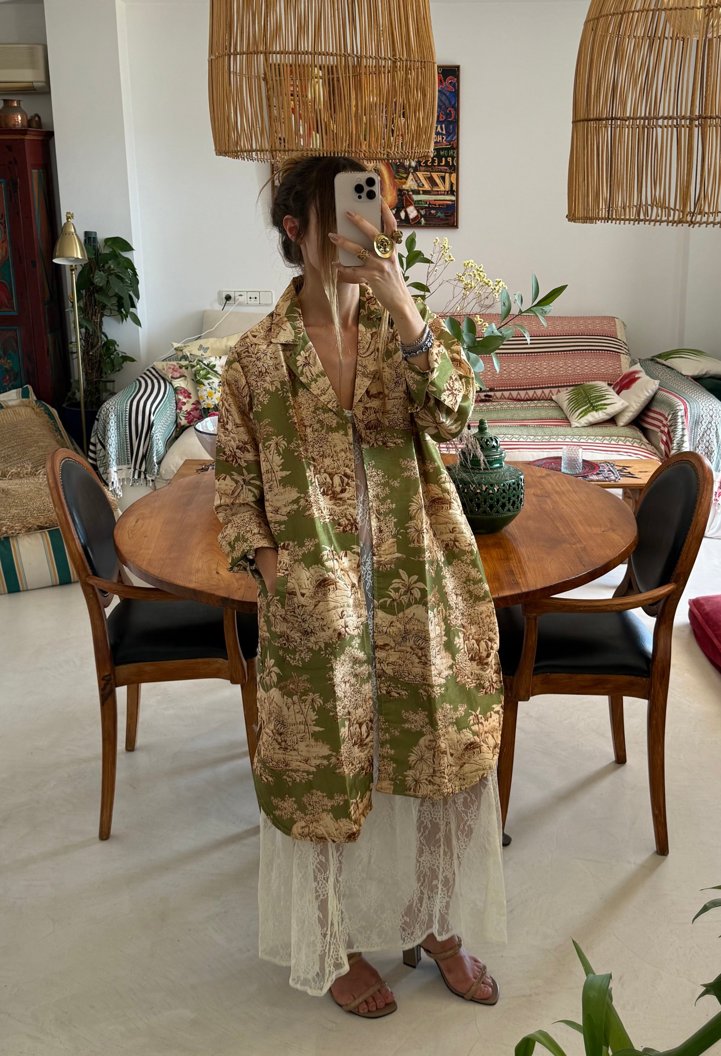 Blazer Larga Toile de Jouy