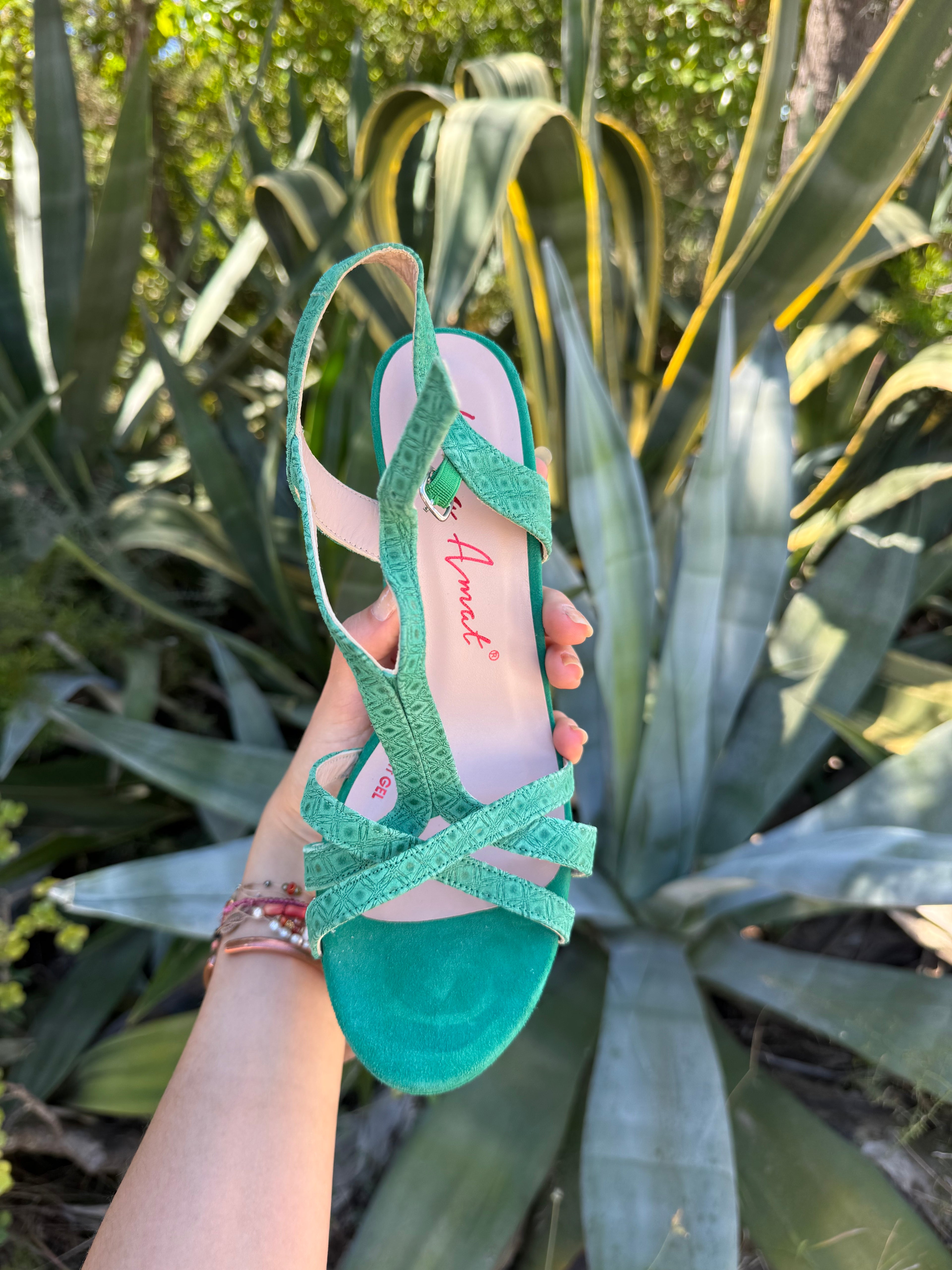 Tacones verdes plataforma