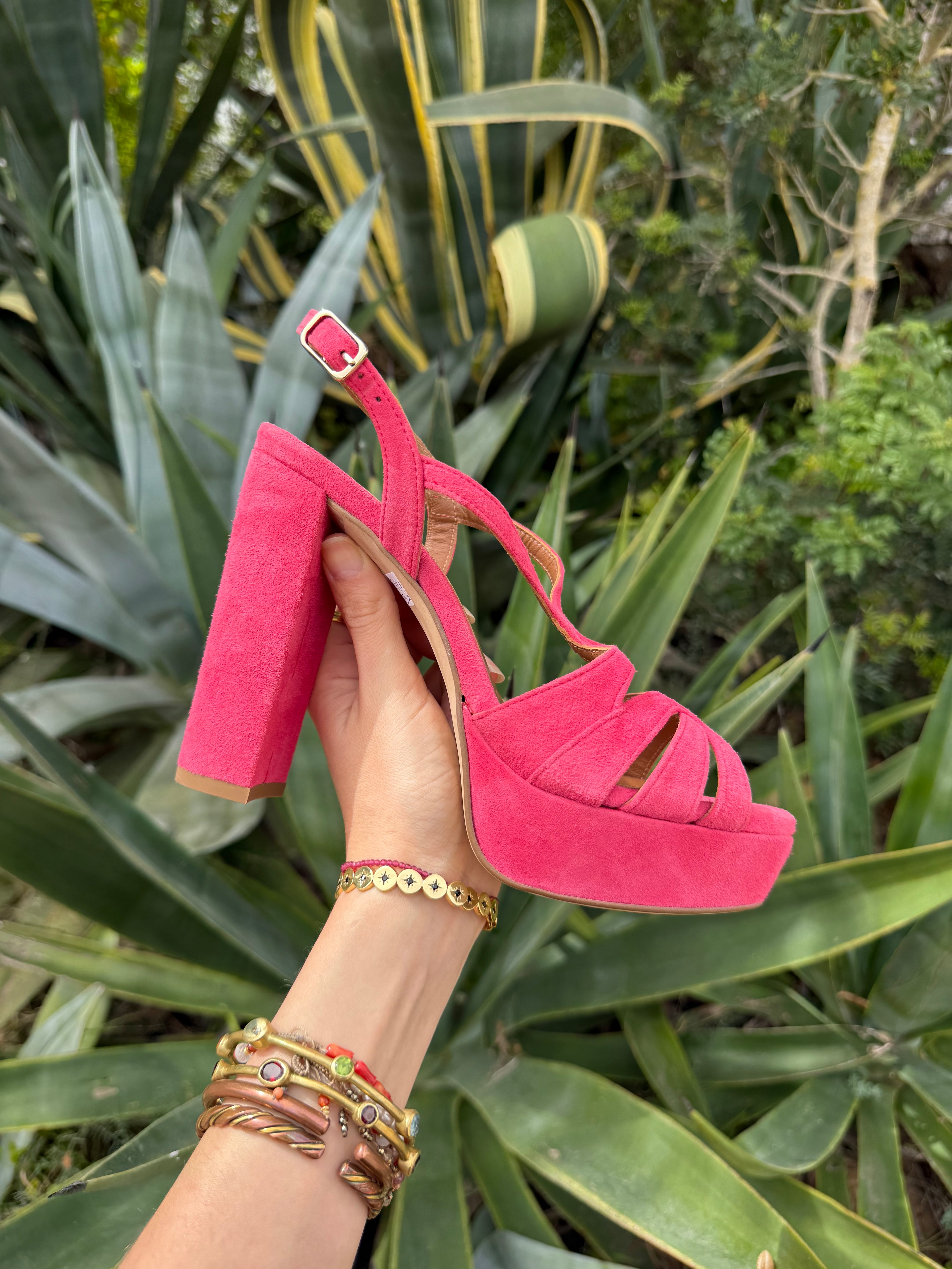 Tacones frambuesa plataforma